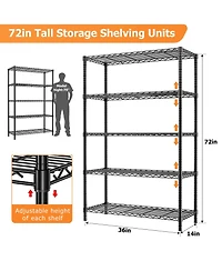 Lovmor 5-Tier in W x 72 in H x in D Height Adjustable Garage Wire Shelving Unit