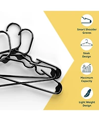 Lifemaster Kids Plastic Hangers, Black, 11.6", with shoulder notches, space-saving, hold 5 lbs, ideal for baby, toddler & kids clothes