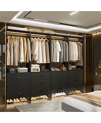 Aheaplus 24" Freestanding Closet Organizer System with Hanging Rods and Drawers