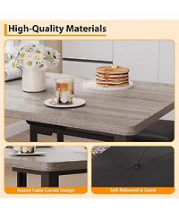 gaomon Dining Table Set for 4, 3-Piece Kitchen with 2 Upholstered Benches, Space-Saving Room Breakfast Nook and Small Spaces