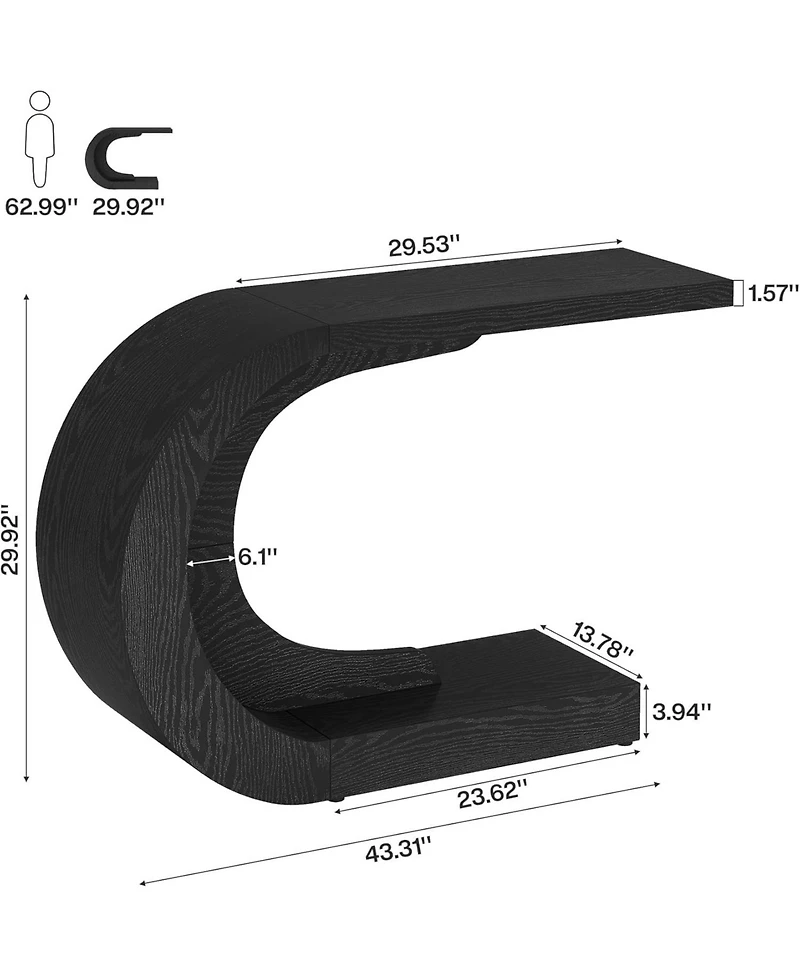 Tribesigns 43.3" C-Shaped Console Table, Mid-Century Modern Wood Entryway Hallway Heavy-Duty Entry Accent Table for Hall, Living Room, Entrance