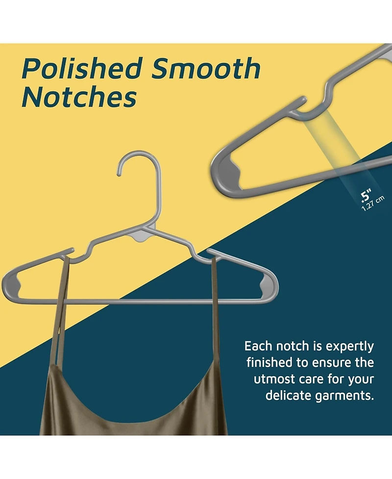 Lifemaster Kids Plastic Hangers, Gray, 11.6", with shoulder notches, space-saving, hold 5 lbs, ideal for baby, toddler & kids clothes