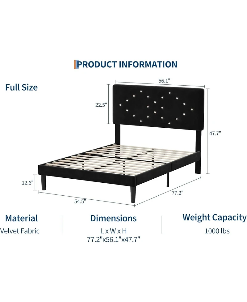 gaomon Easy Assembly Full Bed Frame Upholstered Platform Bed Frame Space Saving, for Living Room