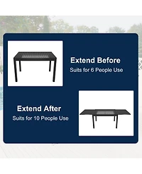 Boyel Living 9-Piece Outdoor Dining Set with Aluminum Extendable Table 53"- 106" and Swivel Dining Chair