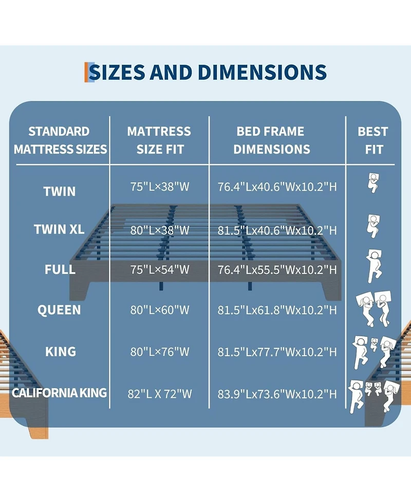 gaomon Easy Assembly King Platform Bed Frame Space Saving, for Living Room, Guest Room