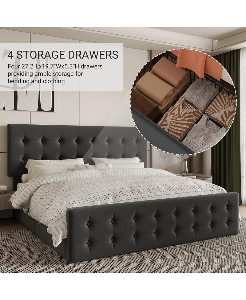 gaomon Easy Assembly King Size Bed Frame Space Saving, for Living Room