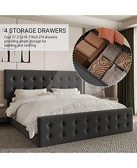 gaomon Easy Assembly King Size Bed Frame Space Saving, for Living Room