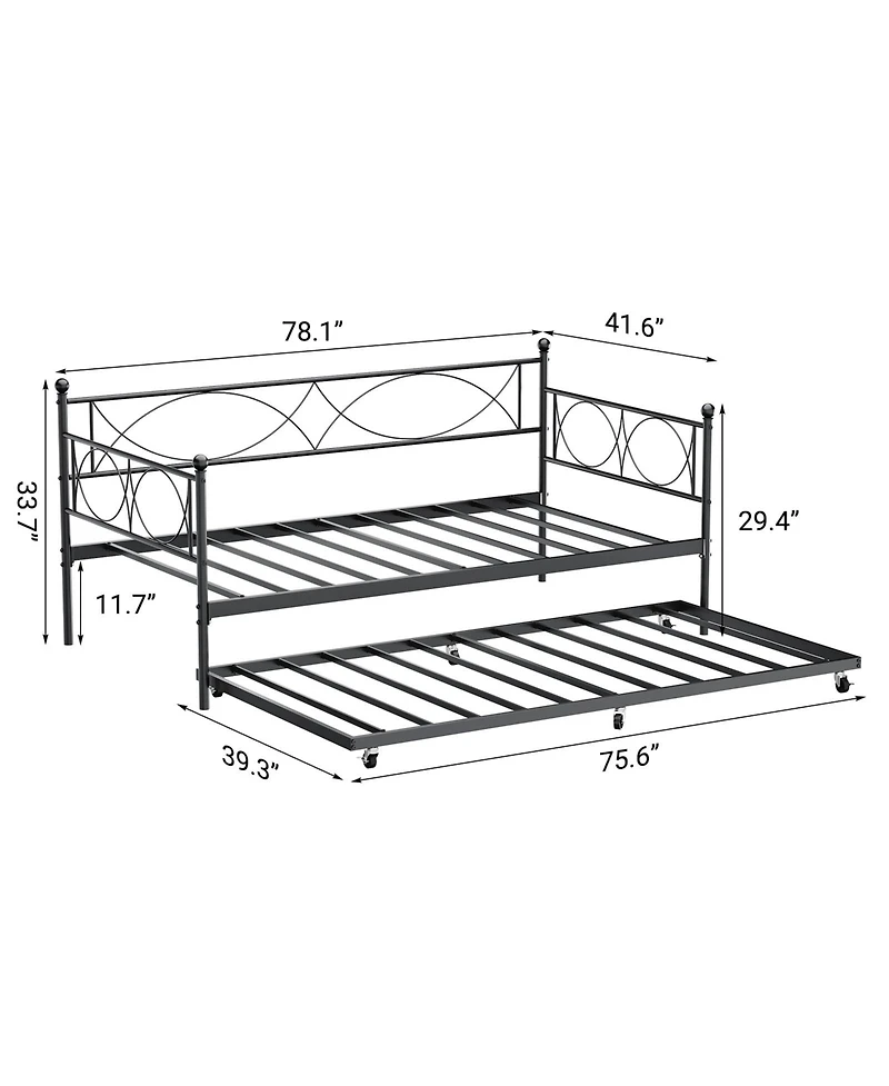 gaomon Easy Assembly Twin Size Daybed Metal Daybed Frame Space Saving, for Living Room, Guest Room