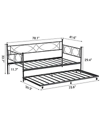 gaomon Easy Assembly Twin Size Daybed Metal Daybed Frame Space Saving, for Living Room, Guest Room