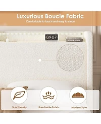 gaomon Easy Assembly Queen Size Platform Bed Frame Lighted Upholstered Bed Frame Space Saving, for Living Room