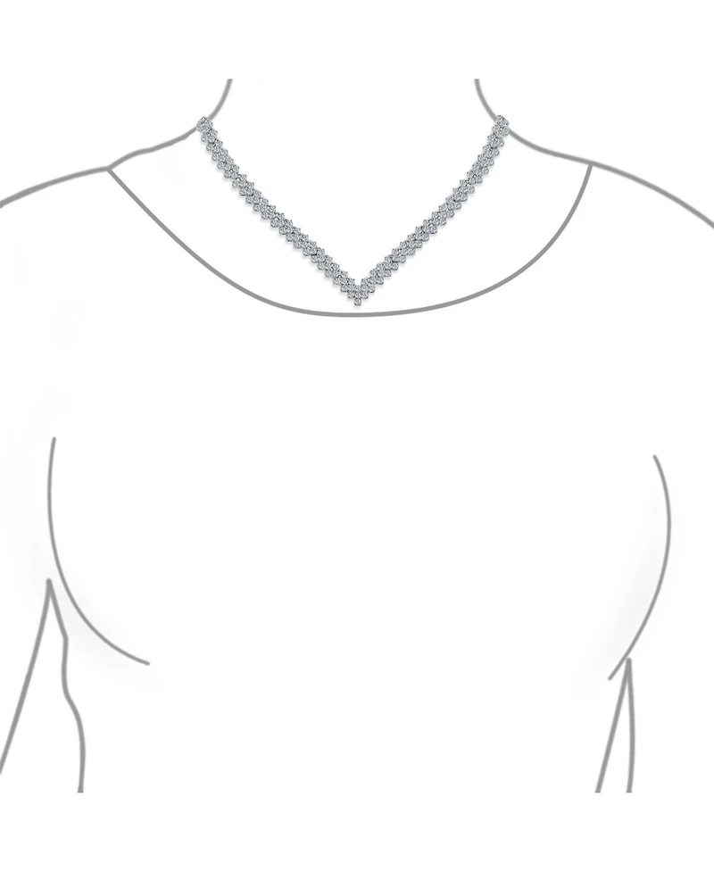 Bling Jewelry Art Deco Style Cubic Zirconia Statement Cz Collar Statement V Decollete Necklace