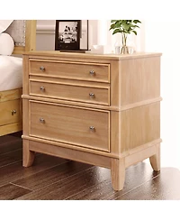 Boyel Living Hazel 3-Drawer Side Table with Pewter Hardware, End Table Nightstand for Bedroom