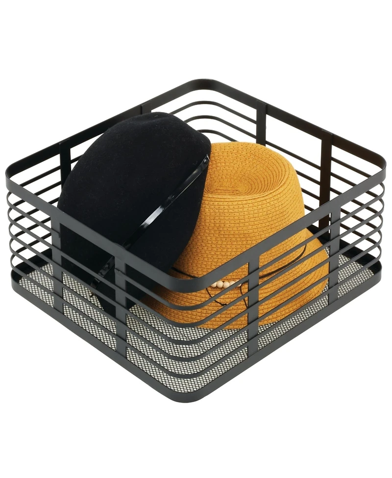 Metal Pantry Basket with Handles - Set of 2 - Matte Black