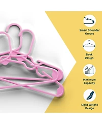 Lifemaster Kids Plastic Hangers, Pink, 11.6", with shoulder notches, space-saving, hold 5 lbs, ideal for baby, toddler & kids clothes, 30-pack.