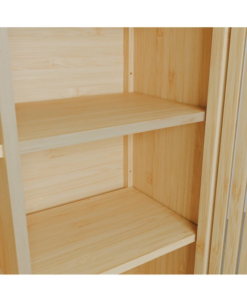 Boyel Living Bamboo Storage Cabinet Large-Capacity Single-Door Storage Cabinet Shelves for Living Rooms