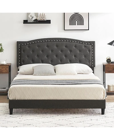 gaomon Full Size Upholstered Button Tufted Platform Bed