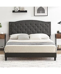 gaomon Full Size Upholstered Button Tufted Platform Bed