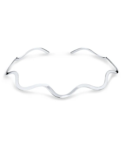 Bling Jewelry Wave Zig Zag Geometric Collar Choker Necklace .925 Silver Sterling