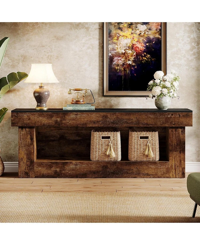 Tribesigns 63-inch Tv Stand with Storage, Entertainment Center for 60/65/70 Inches Tvs, Rustic Media TV Console with Open Storage Space