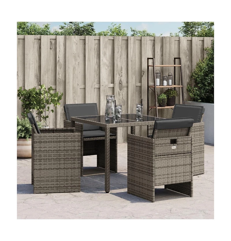 Patio Chairs with Cushions 4 pcs Gray Poly Rattan
