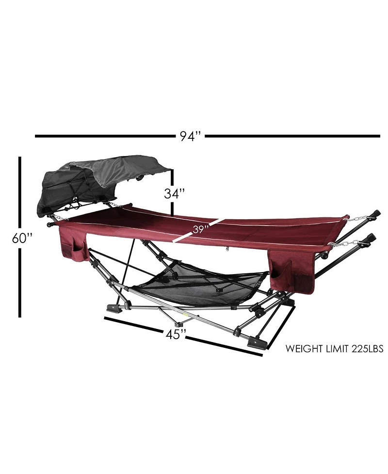 Zenithen Limited Portable Folding Hammock with Retractable Canopy, Red