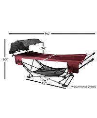 Zenithen Limited Portable Folding Hammock with Retractable Canopy, Red