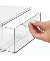 iDesign Stackable Pull-Out Sliding Storage Drawer - Set of 2 - Clear