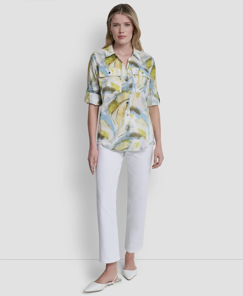 Dkny Women's Printed Long-Sleeve Shirt