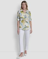 Dkny Women's Printed Long-Sleeve Shirt