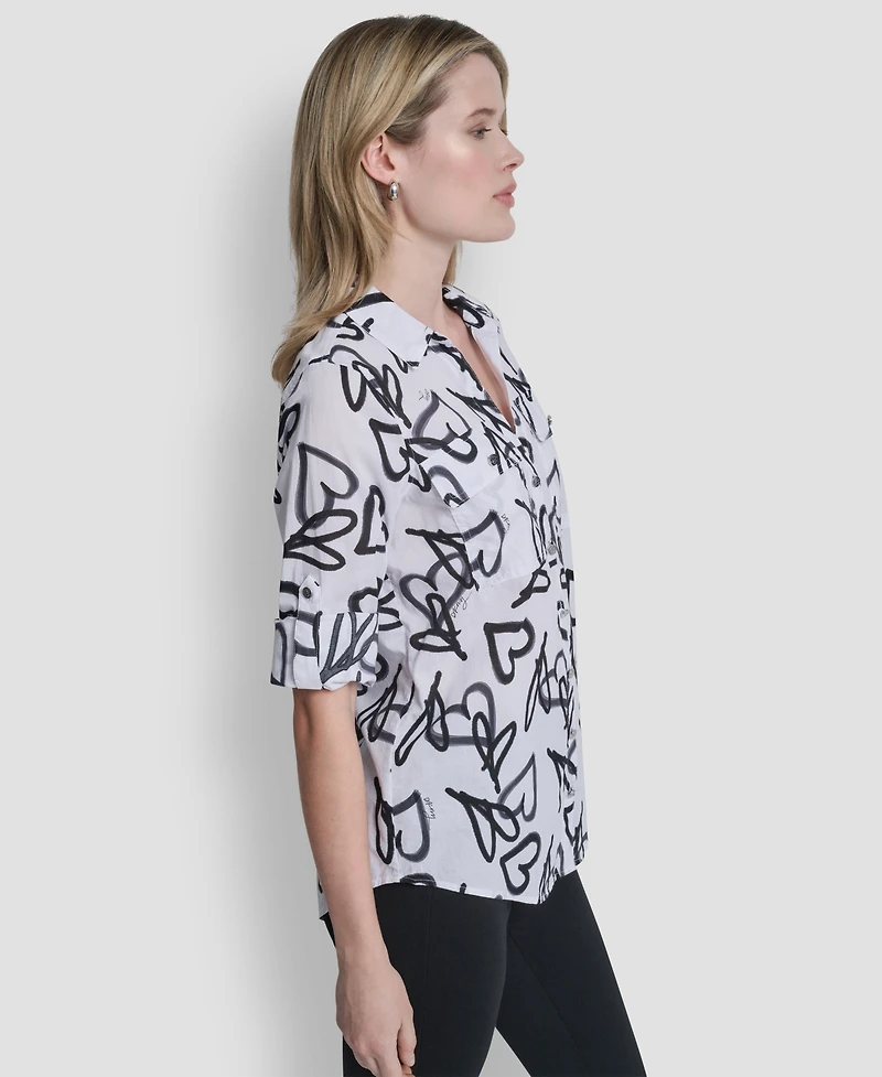Dkny Women's Printed Long-Sleeve Shirt