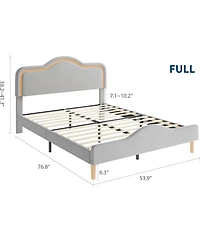 Gaomon Size Velvet Led Bed Frame with Adjustable Headboard, Princess Platform Bedframe for Kids/Girls, No Box Spring Needed