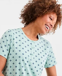 Charter Club Women's Cotton Essential Short-Sleeve Henley Sleepshirt, Macy's Exclusive