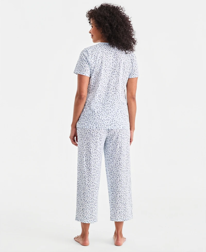 Charter Club Women's 2-Pc. Cotton Printed Cropped Pajamas Set, Created for Macy's