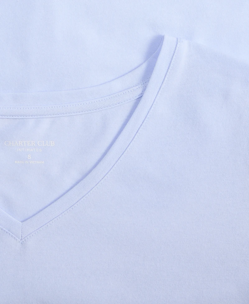 Charter Club Women's Solid V-Neck Short-Sleeve Sleepwear Top, Created for Macy's