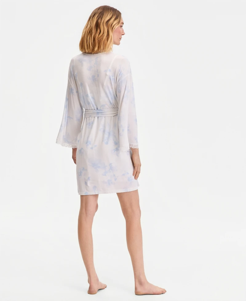 I.n.c. International Concepts Women's Lace-Trim Knit Wrap Robe, Exclusively at Macy's