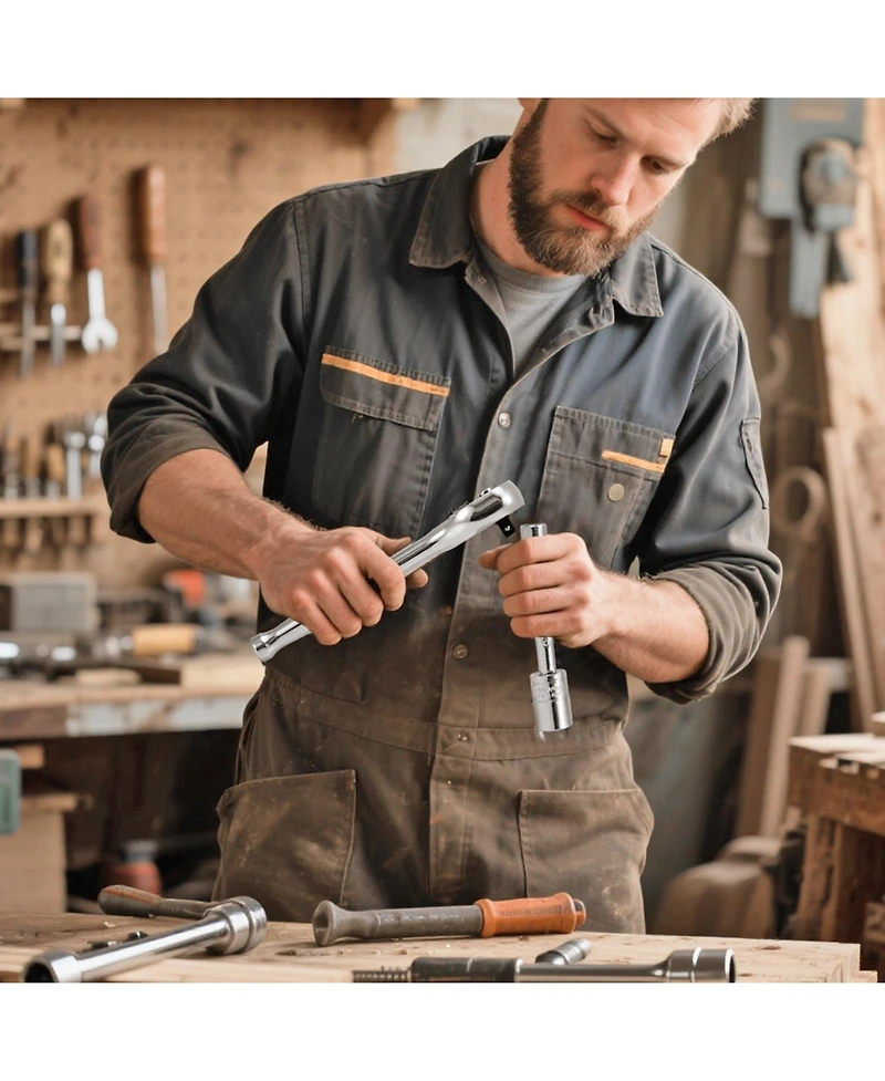 Mecale 39-Piece Socket & Ratchet Set, 1/4" & 3/8" Drive Sae & Metric, Ratchet Wrench, Accessories, Storage Case, Cr-v Steel