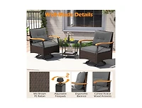Slickblue 3-Piece Outdoor Swivel Chair Set with Glass Side Table
