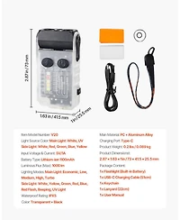 Mecale Rechargeable Mini Keychain Led Flashlight, 13 Lighting Modes, Clip, Magnetic Tail, 180° Rotating Head