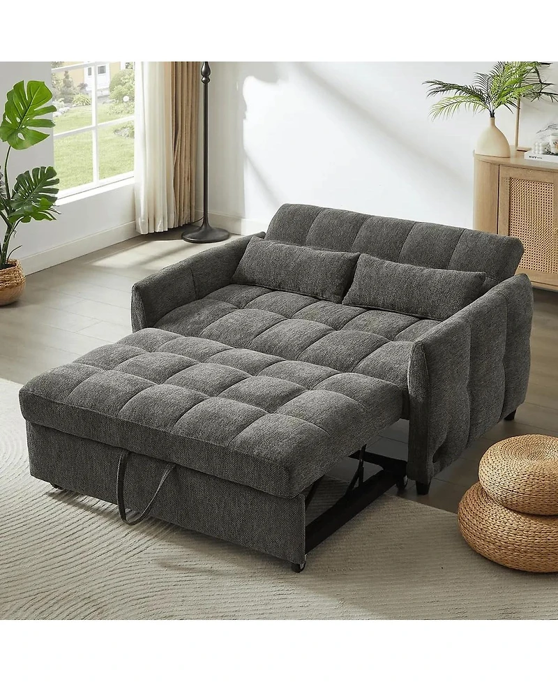 Maison Boucle 52.8'' Usb Convertible Sleeper Sofa Bed with Adjustable Backrest