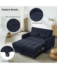 Maison Boucle 52.8'' Usb Convertible Sleeper Sofa Bed with Adjustable Backrest