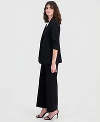 Anne Klein Womens Stretch Crepe Scrunch Sleeve Blazer High Rise Pull On Pants