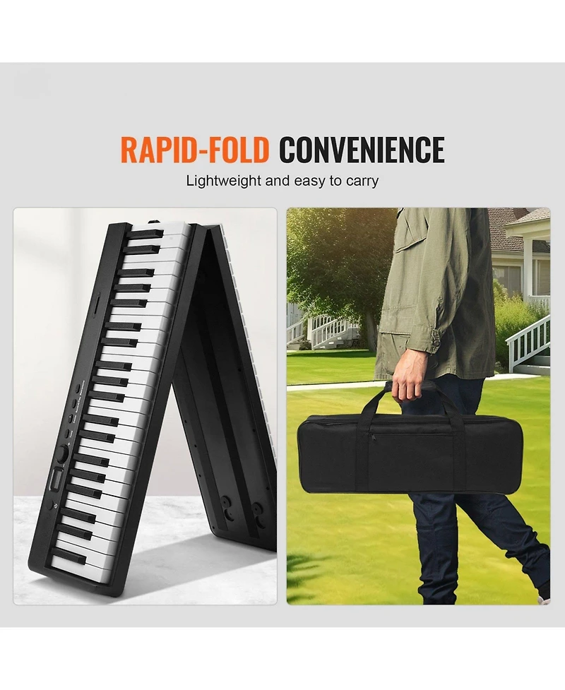 Mecale 88-Key Folding Keyboard Piano, Bluetooth & Midi, Touch Sensitive, Rechargeable with Pedal, Bag & Headphones, Black