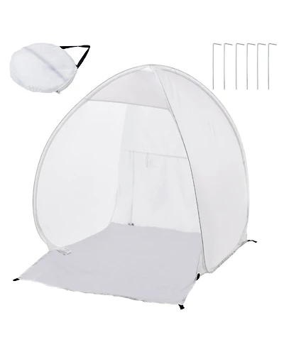 Mecale Pop-Up Spray Paint Shelter, 40 x 35 x 40 in Portable Spray Paint Tent with Built-In Floor, Exhaust Window, Storage Bag