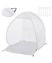 Mecale Pop-Up Spray Paint Shelter, 40 x 35 x 40 in Portable Spray Paint Tent with Built-In Floor, Exhaust Window, Storage Bag