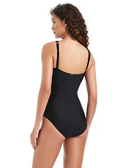 Beyond Control Women's Ring-Detail Deep V-Neck One-Piece Swimsuit