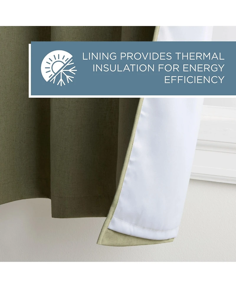 Town & Country Basics Selena Coffee Brown Solid Linen Texture Room Darkening, Grommet Top Curtain Panels