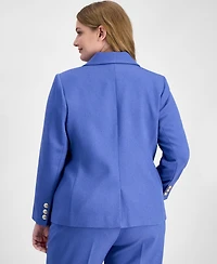Tahari Asl Plus Faux-Double-Breasted Twill Blazer