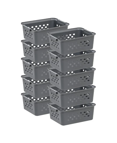 Iris Usa Small Organizer Storage Basket, Gray, Pack of 10