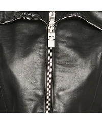 Pre-Owned Givenchy Women's Black Rib Knit And Leather Crop Jacket