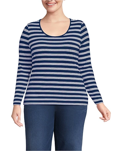 Lands' End Plus Lightweight Jersey Skimming Long Sleeve Scoop Neck T-shirt